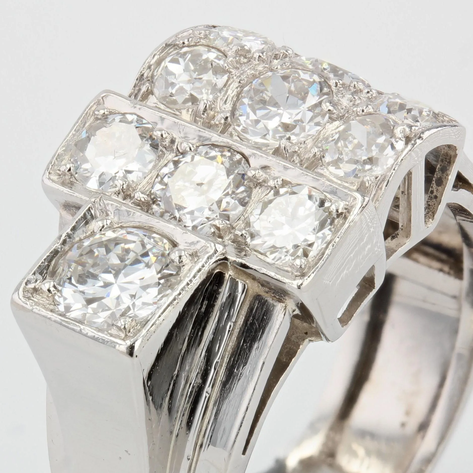 1930s Diamond Platinum Art Deco Signet Ring