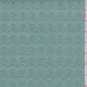 2 3/8 YD PC-Seafoam Embroidered Medallion Linen Blend Fabric