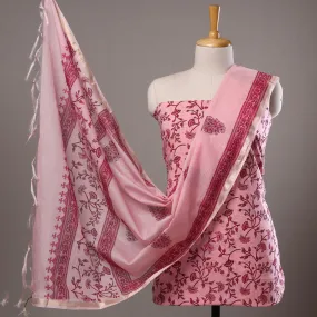 3pc Sanganeri Block Printed Cotton Suit Material with Chanderi Silk Dupatta 16