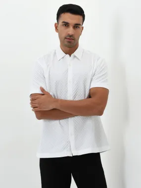 Ascot Off-White Geometric Design Relaxed-Fit Shirt