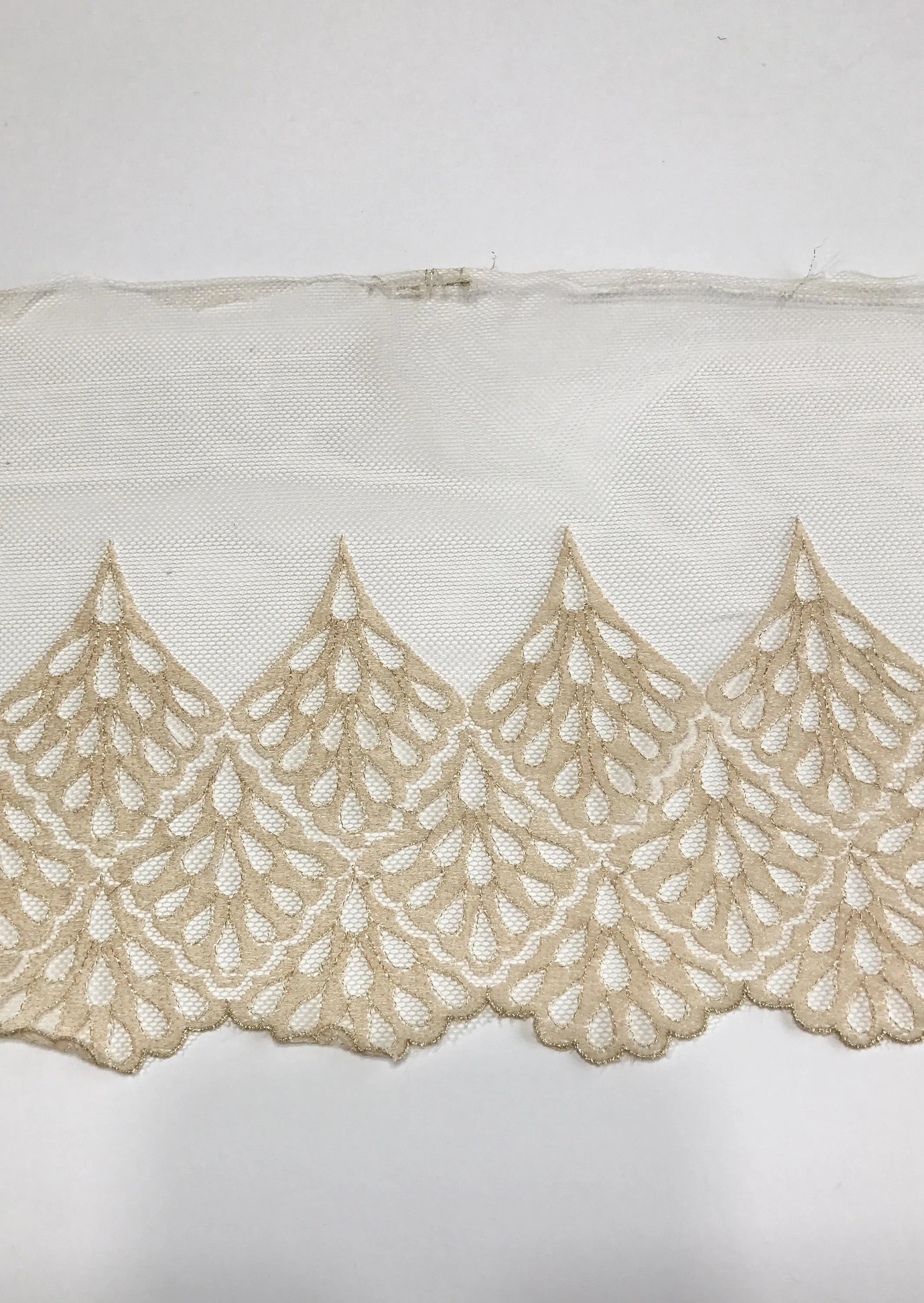 Beige 7" Wide Embroidered Lace Trim