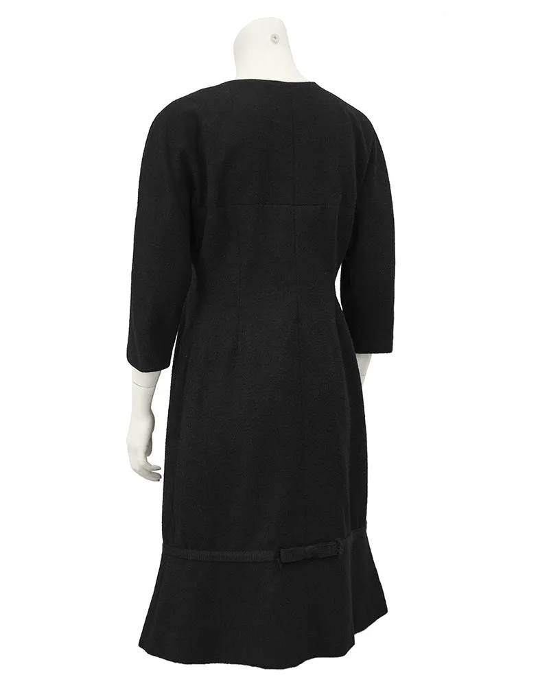 Black Boucle Long Sleeve Day Dress