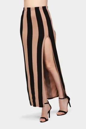 Black/Tan Striped Maxi Skirt