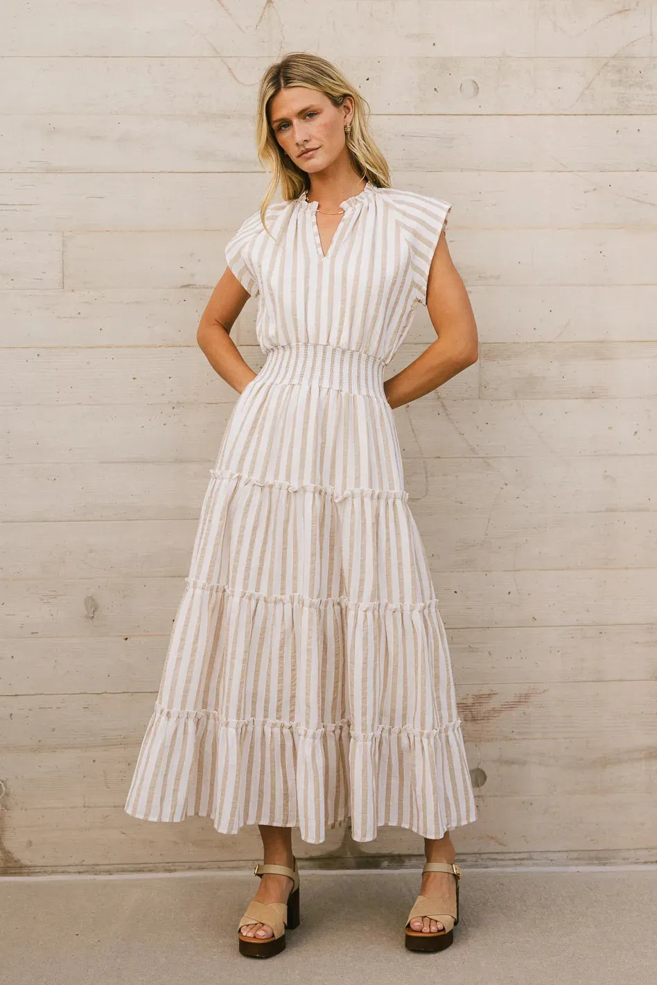 Claire Striped Maxi Dress in Taupe - FINAL SALE