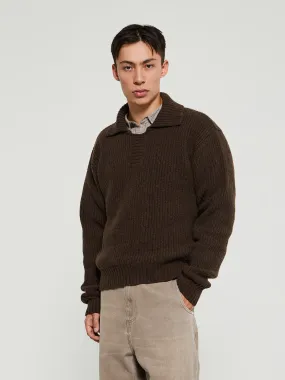 Collar Sweater in Dark Brown