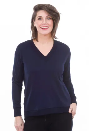 Dean V-Neck Top, Navy