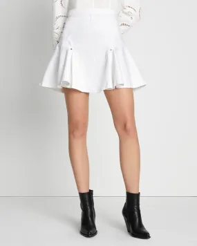 Denim Flounce Skirt in Brilliant White