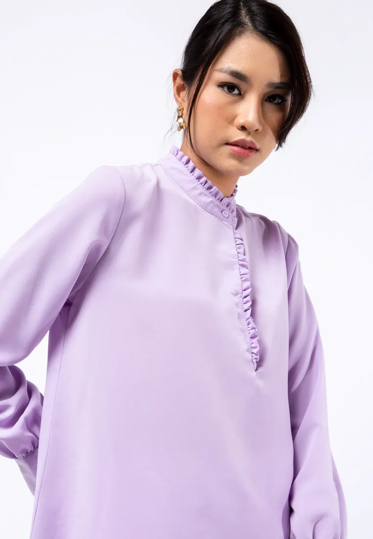 Frill Trimmed Long Sleeve Blouse