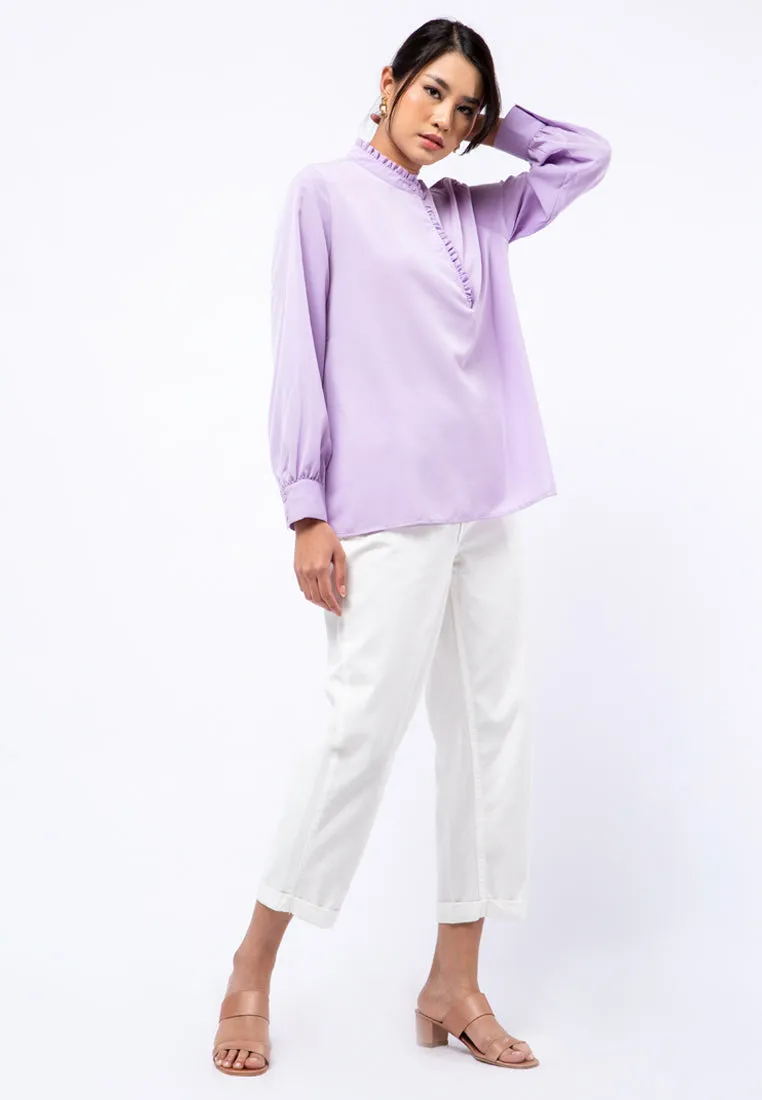 Frill Trimmed Long Sleeve Blouse