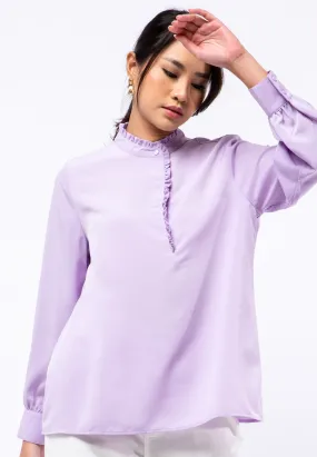 Frill Trimmed Long Sleeve Blouse