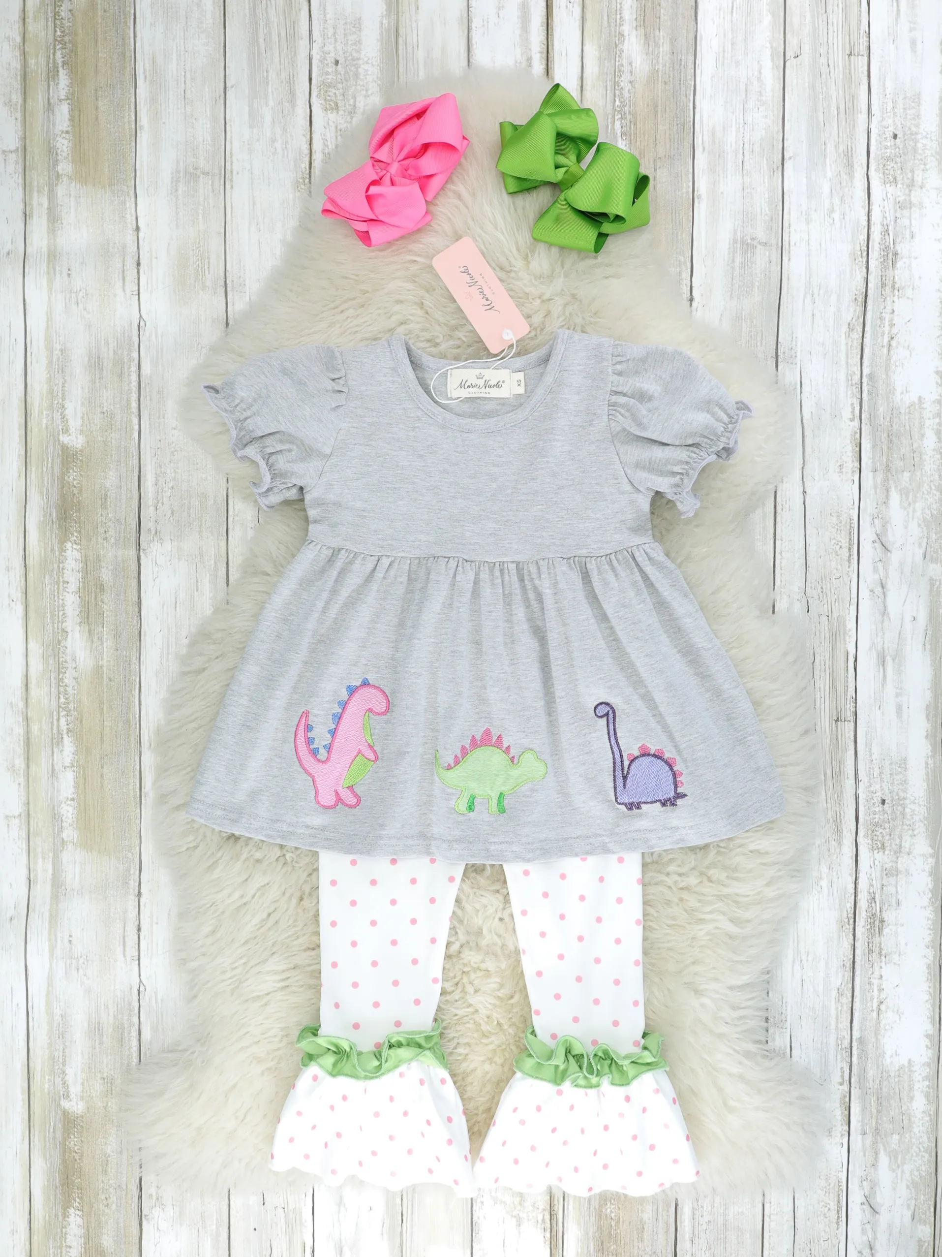 Grey Dinosaur Ruffle Outfit