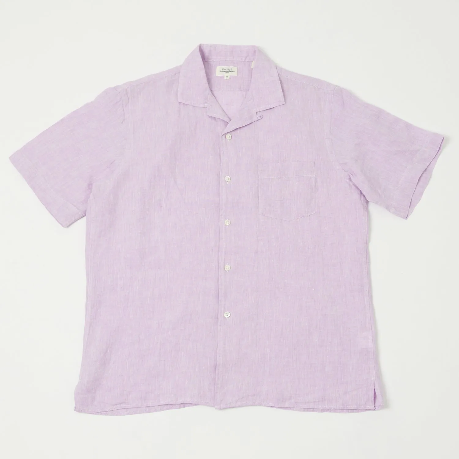 Hartford 'Palm' Camp Collar Linen Shirt - Violet