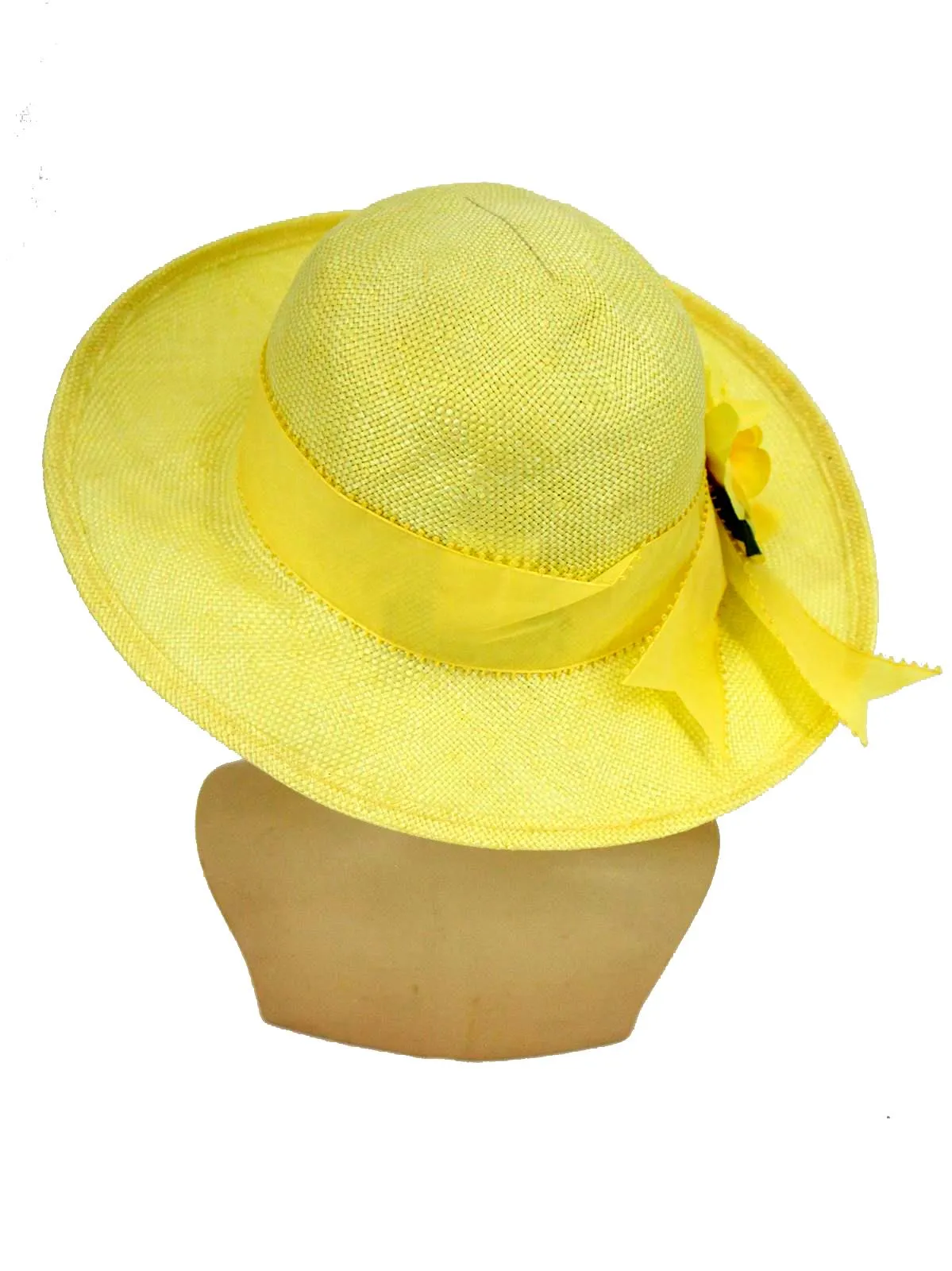 Lemon Yellow 1970s Vintage Straw Hat