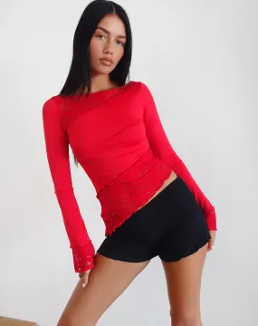 Lucca Long Sleeve Top in Slinky Lace Red