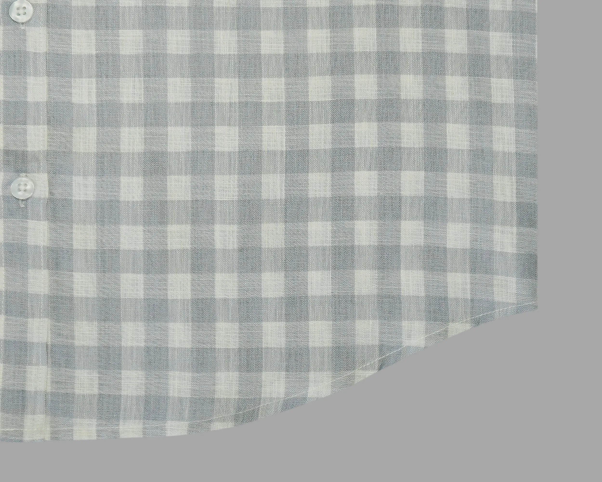 Men's Cotton Linen Checkered Half Sleeves Shirt (Grey)