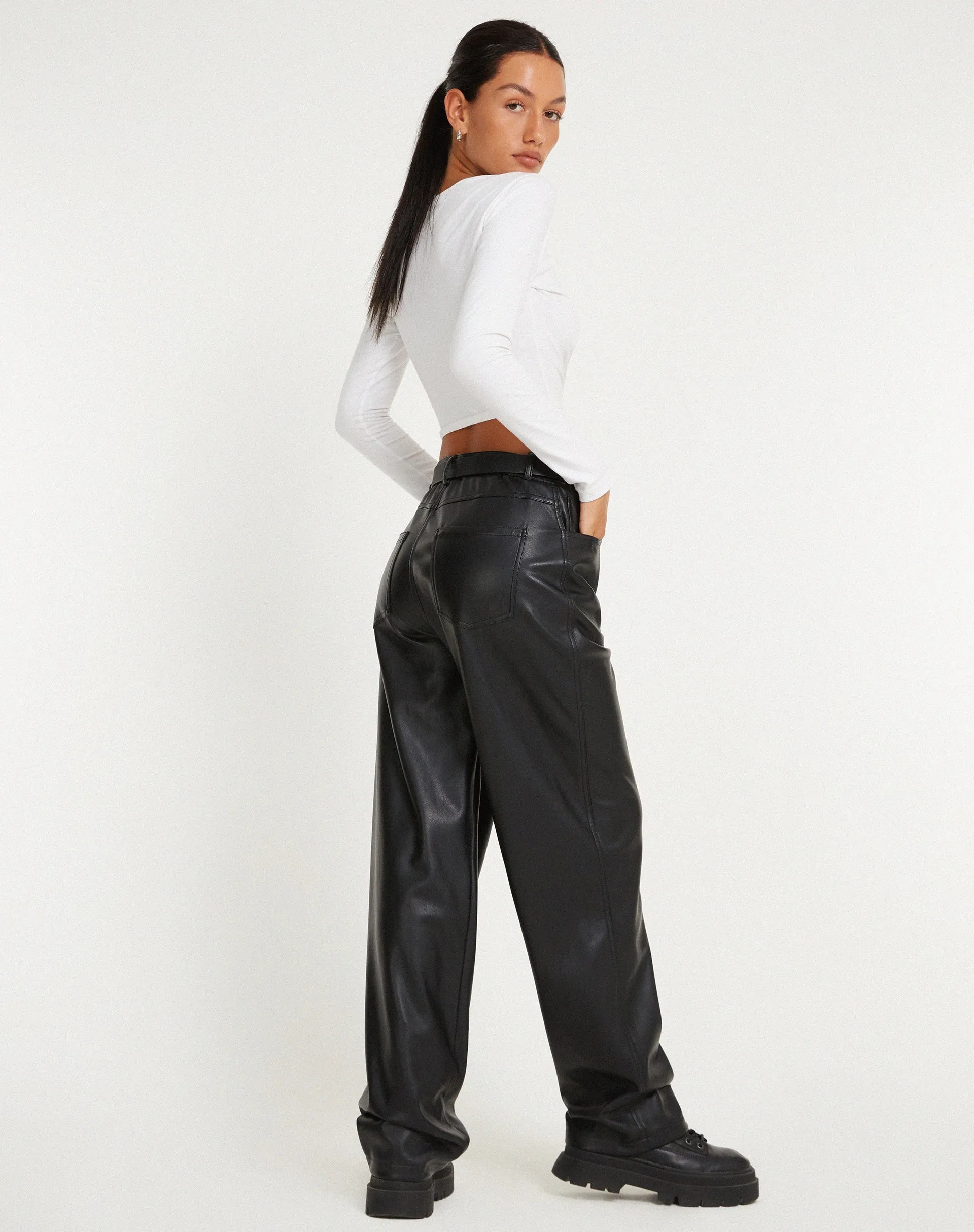 MOTEL X OLIVIA NEILL Parallel Trouser in Pu Black