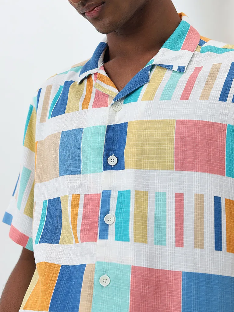 Nuon Multicolour Geometric Design Relaxed Fit Shirt