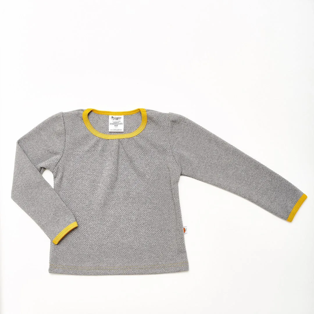 Organic girls longsleeve top "Interlock Doubleface Grey|Mustard"