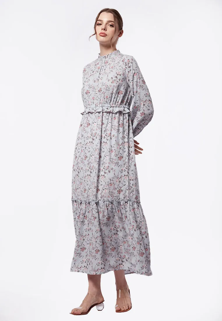 Printed Gamis with Frill Details