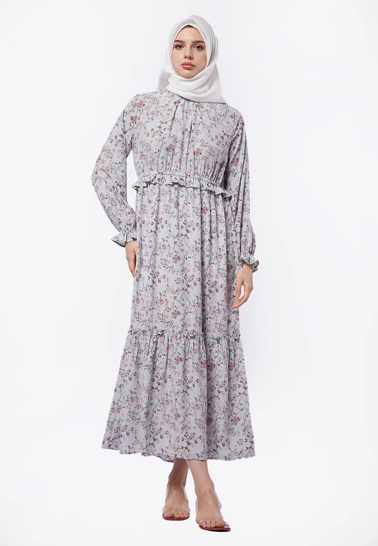 Printed Gamis with Frill Details