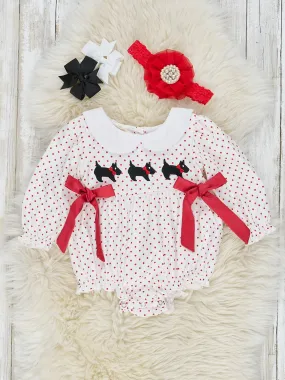 Red & White Dot Puppy Romper