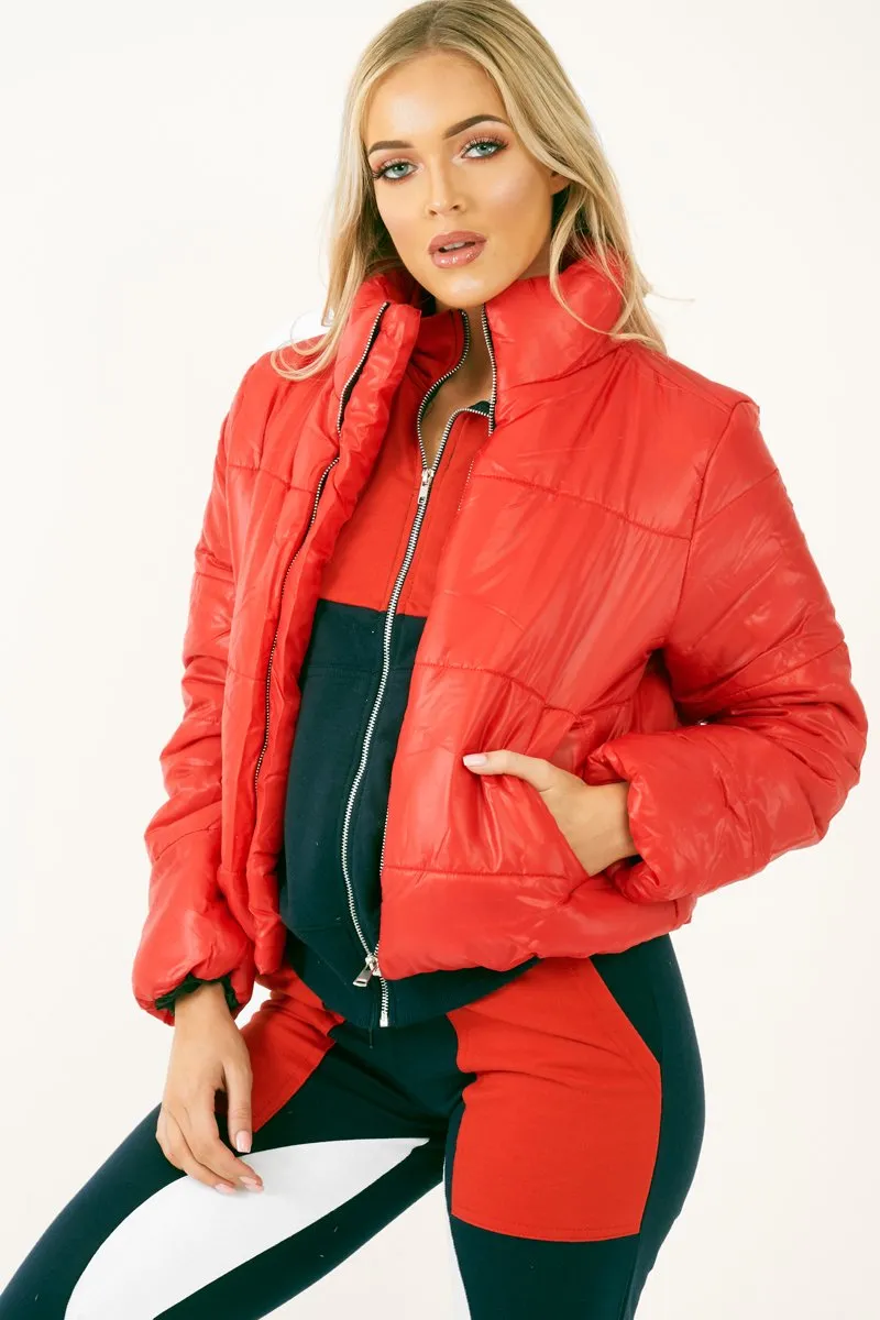 Red Puffer Coat - Alyssa