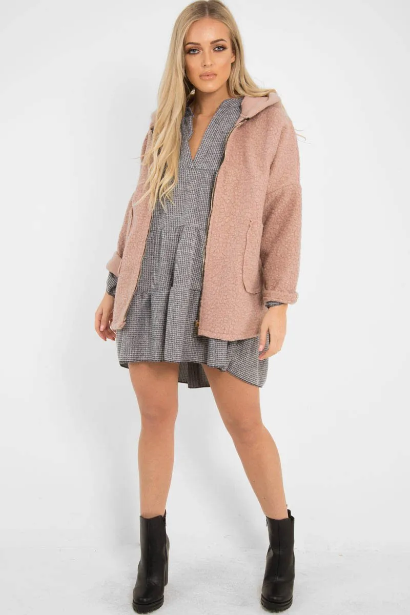 Rose Hooded Zip Front Borg Coat - Loryn