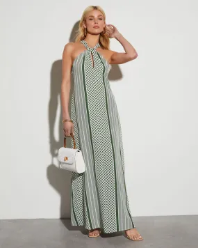 Rylee Striped Halter Neck Maxi Dress