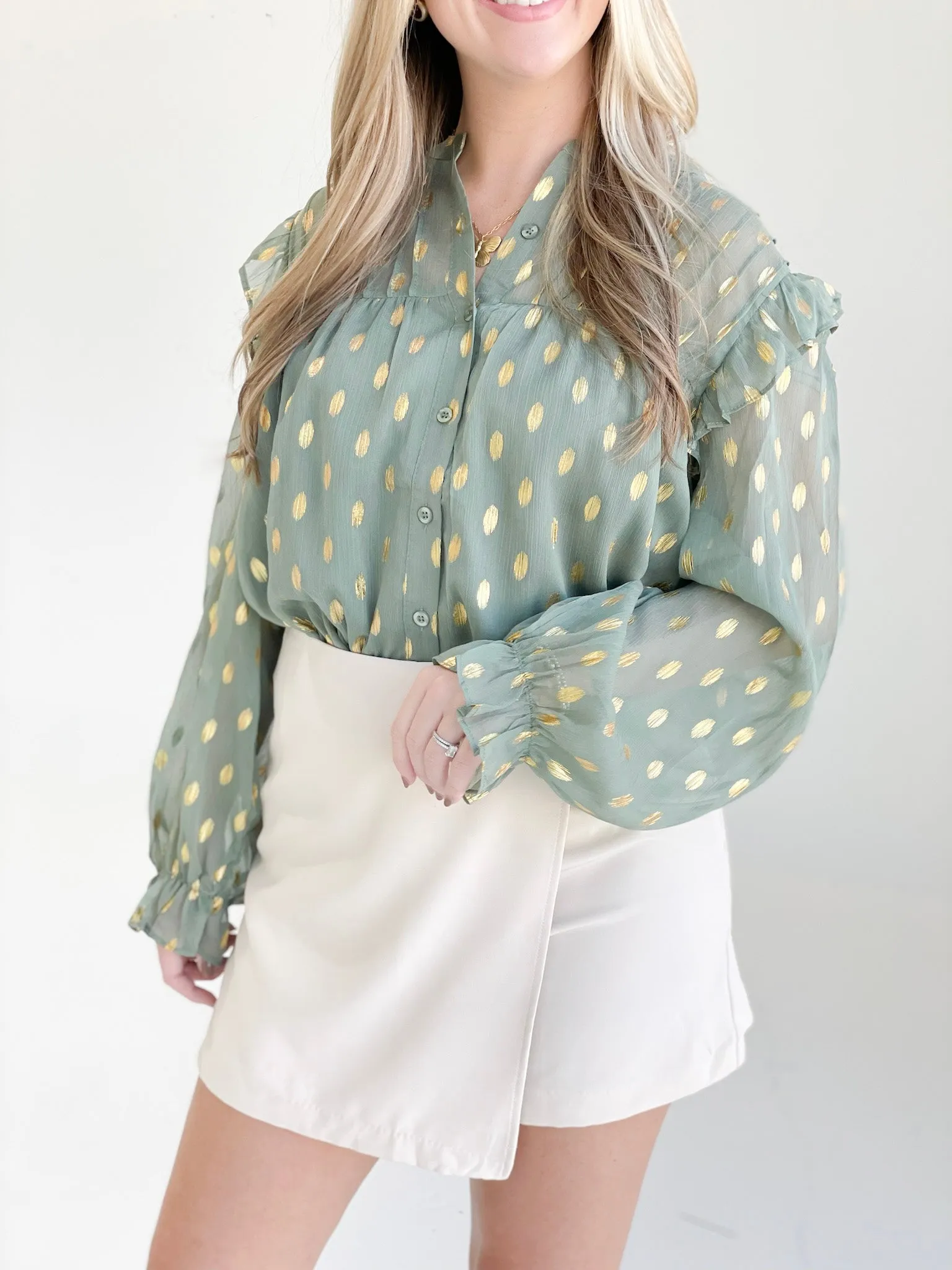 Sheer Coincidence Blouse - Olive