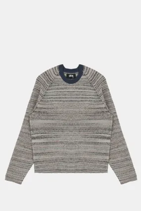 Textured Knit Contrast Collar Crew