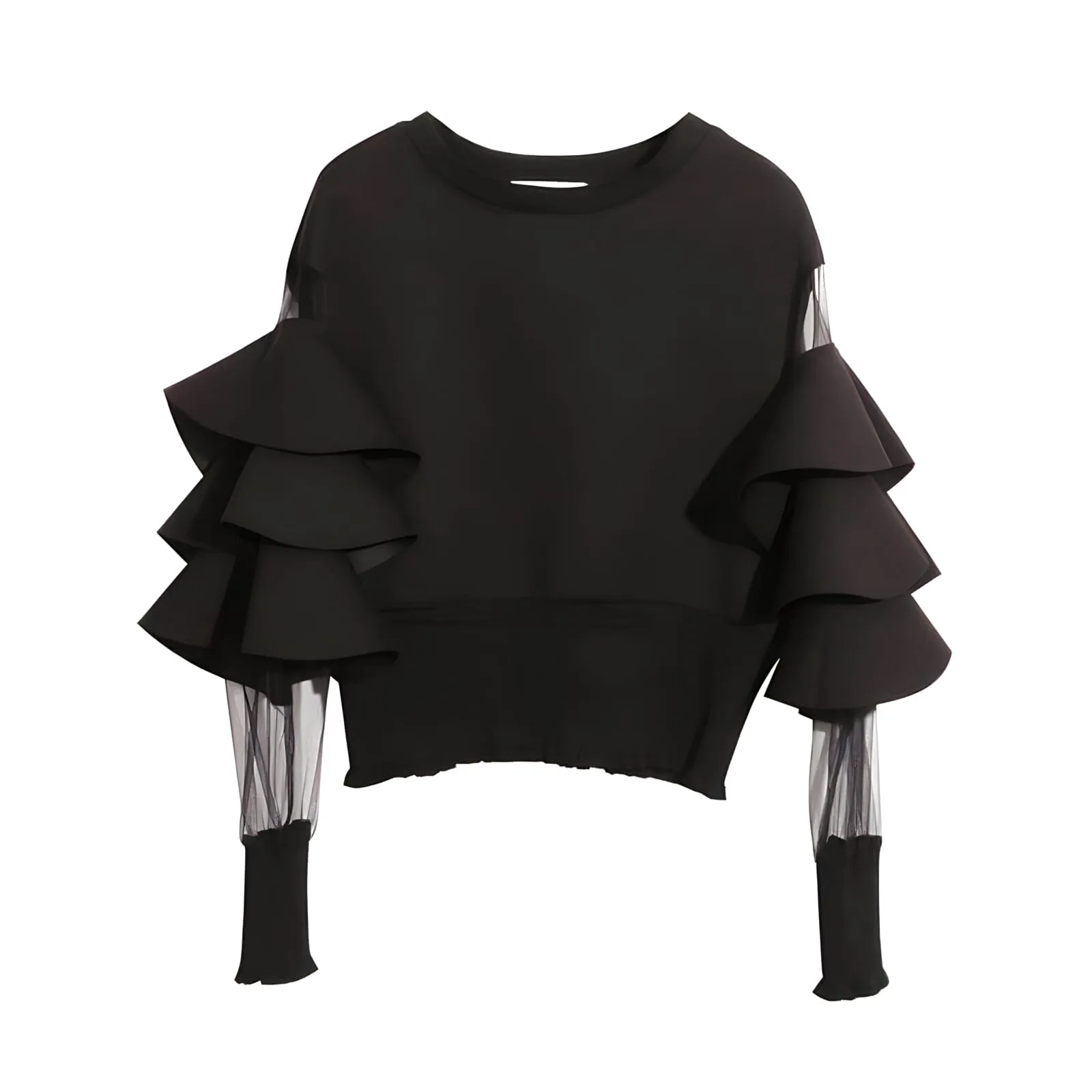 The Bella Ruffled Long Sleeve Blouse - Jet Black