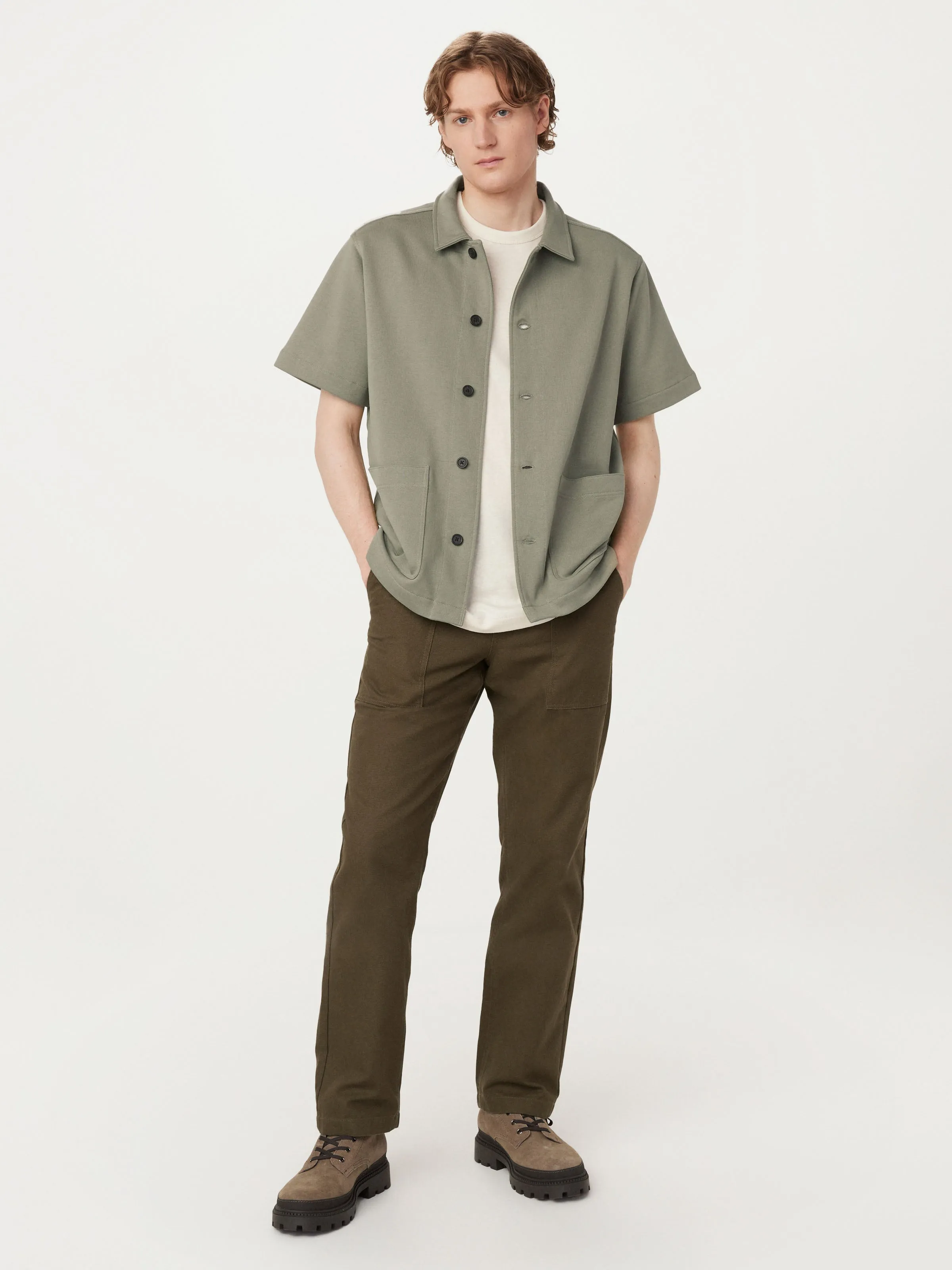 The Short Sleeve Overshirt in Vetiver Green