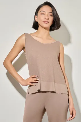 V-Neck Tank - Side-Slit Soft Knit, Java