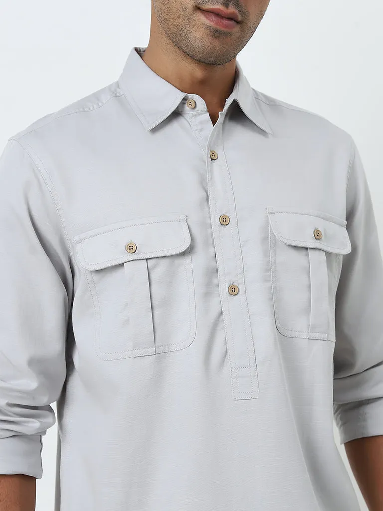 WES Casuals Light Grey Relaxed-Fit Shirt