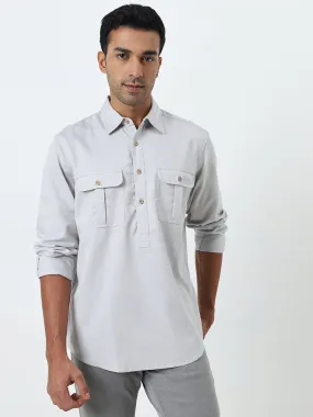 WES Casuals Light Grey Relaxed-Fit Shirt