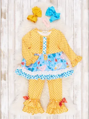 Yellow Dot Chicken Ruffle Outfit